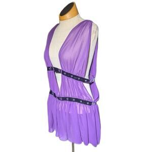 Vtg Y2K Victoria's Secret Very Sexy Purple Sheer Deep V-Neck Belted Negligee L